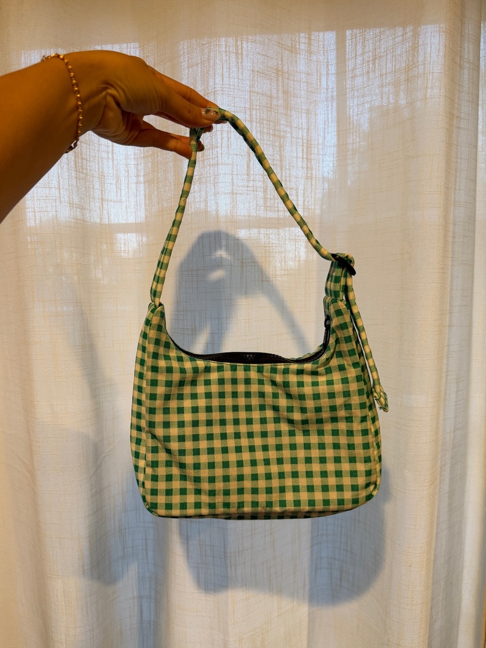 Baggu Green Gingham Mini Shoulder Bag